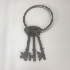 CAST IRON JAIL Keys House RUSTIC WESTERN CHURCH Key Ring Lock SKELETON Set Of 3
